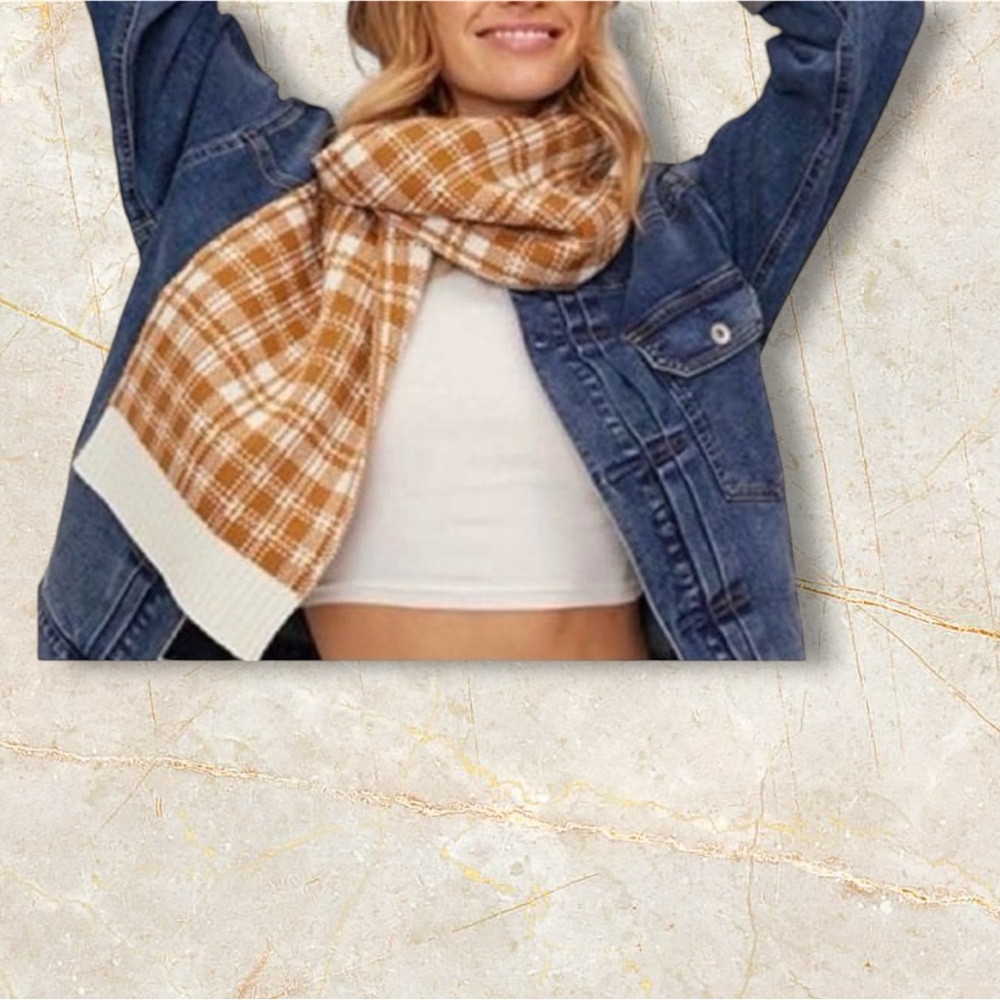 🐆3/$15 NWT Timberland plaid scarf 🧡 - Picture 1 of 2